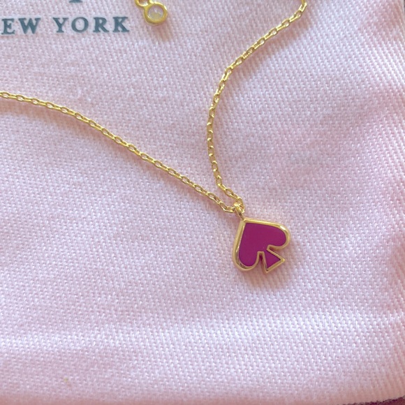 Kate Spade  Enamel Mini Pendant Necklace in Bright Rose - Picture 5 of 6